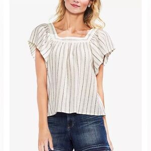 Vince Camuto Women’s Metallic Stripe Peasant Top